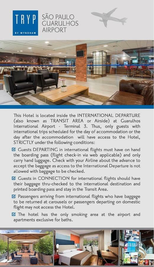 Tryp By Wyndham Sao Paulo Airport: Airside Transit Hotel at Terminal 3 Guarulhos Exterior photo